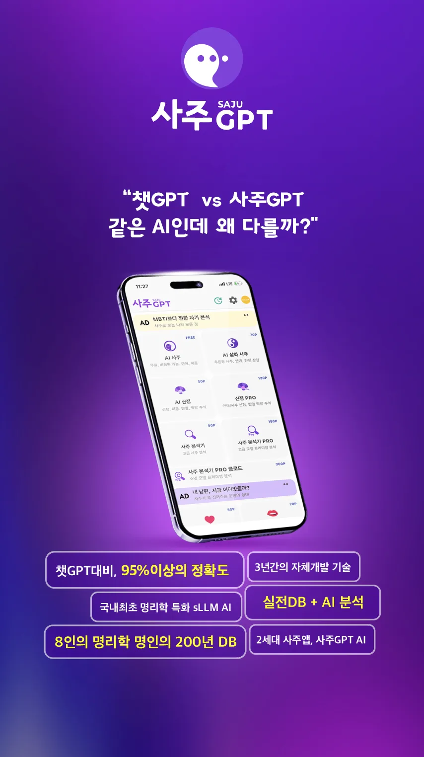 SAJUGPT original campaign creative with app mockup