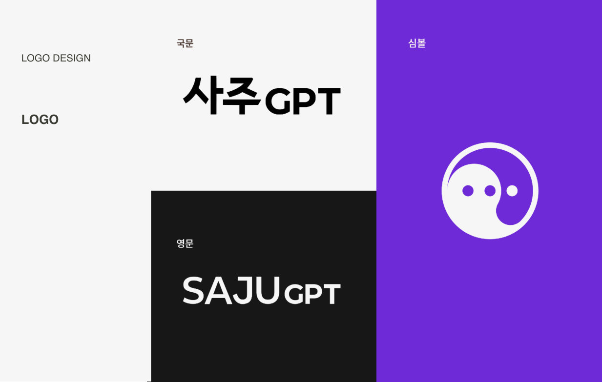 Brand visual system: Korean and English wordmarks and purple symbol